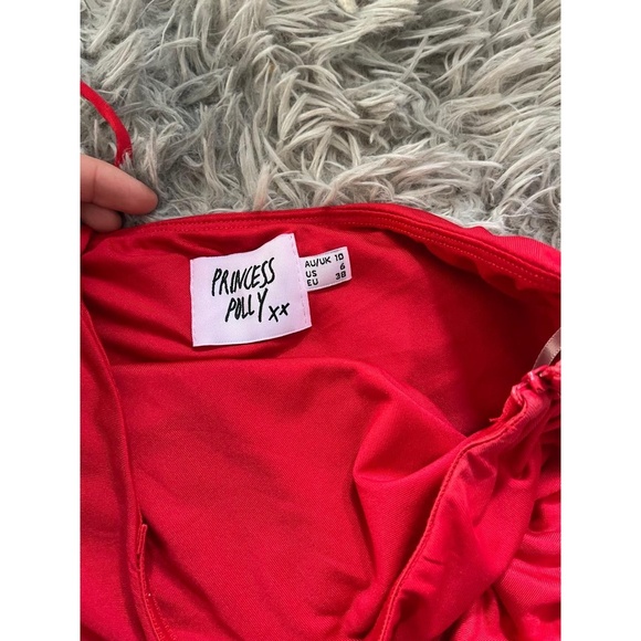 Princess Polly Blane Maxi Dress Womens 6 Red Bodycon One Shoulder Ruched - Picture 4 of 4